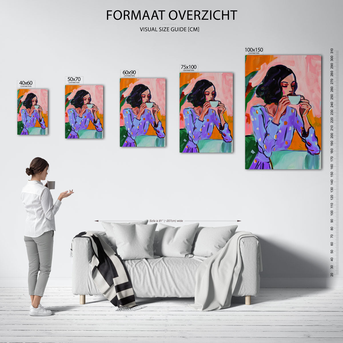 Vrouw met koffiekop Kunstwerk