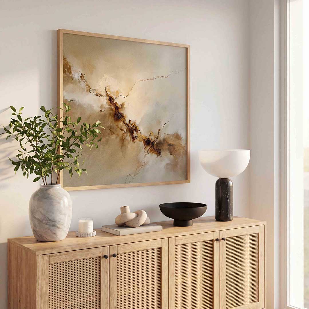 Abstracte beige en bruine Poster