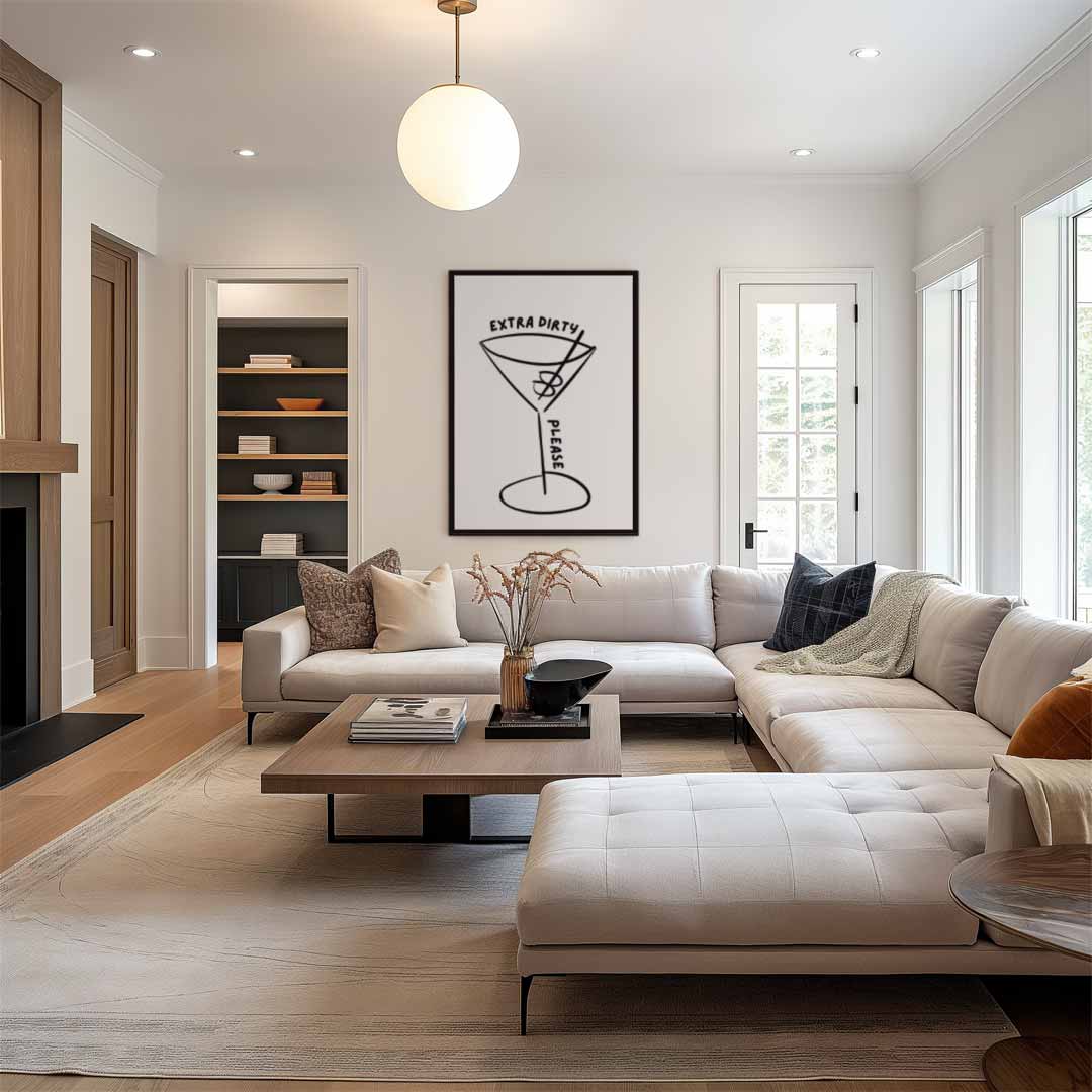Extra Dirty Cocktail Illustratie Kunstwerk-canvas-dibond-plexiglas-wanddecoratie-WallArtistic