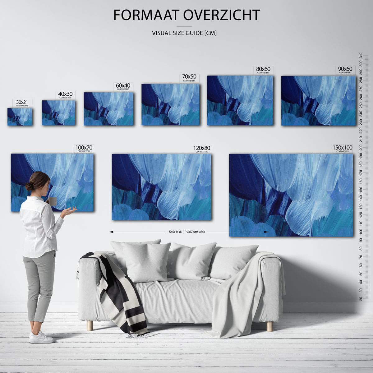 Abstracte blauwe penseelstreken Poster