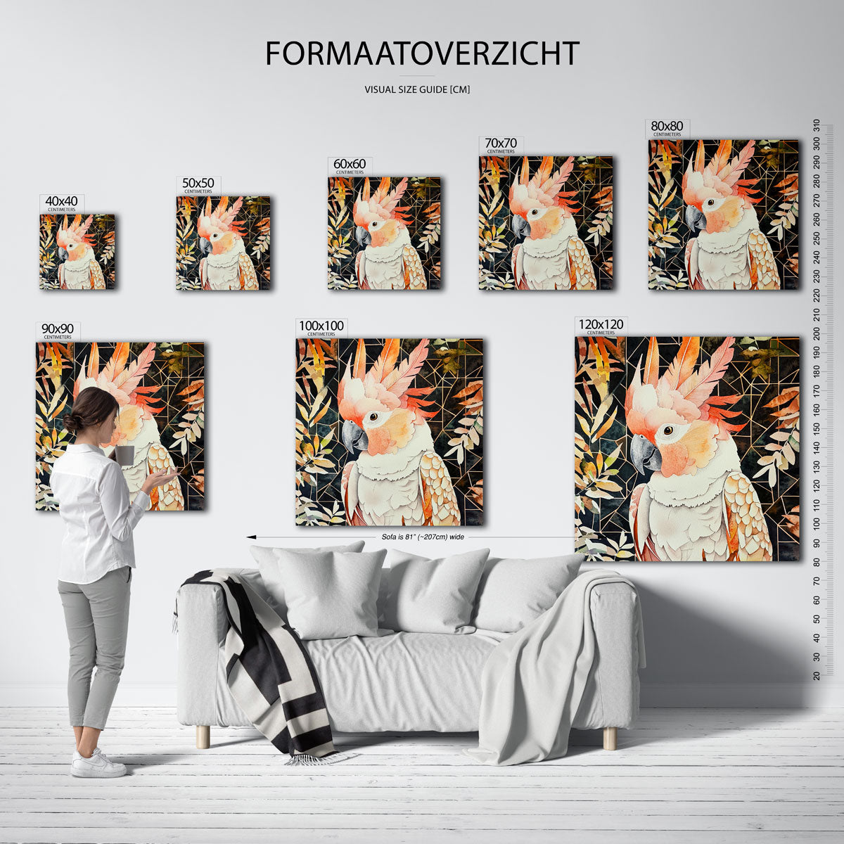 Papegaai met bladeren Poster