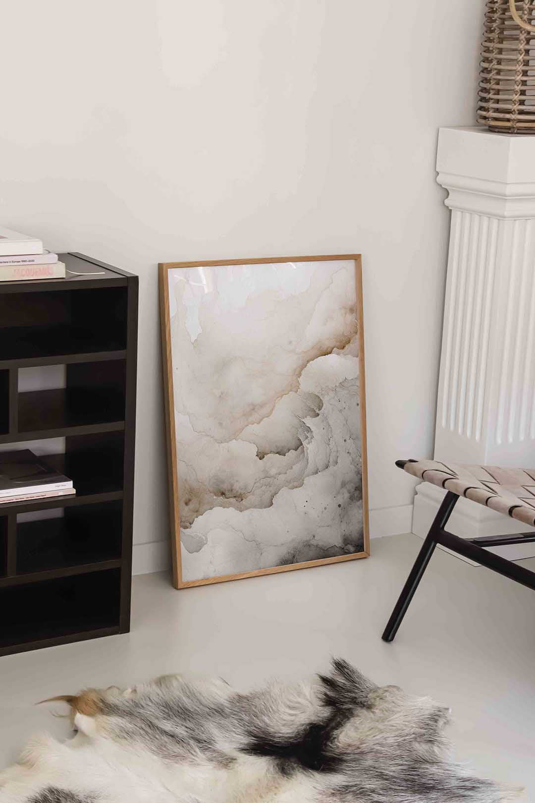 Abstracte beige en grijze Poster