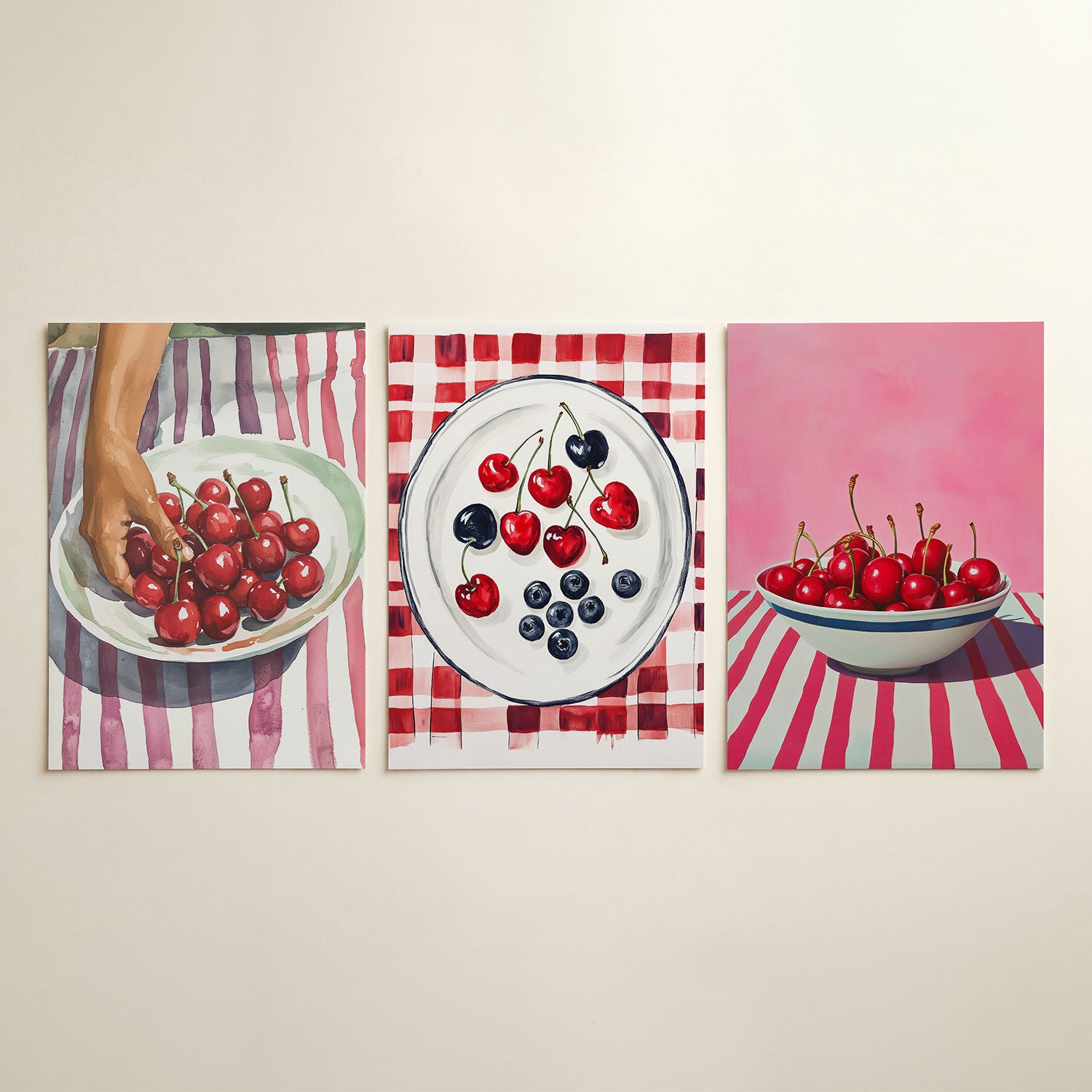 Kersen en strepen Posterset