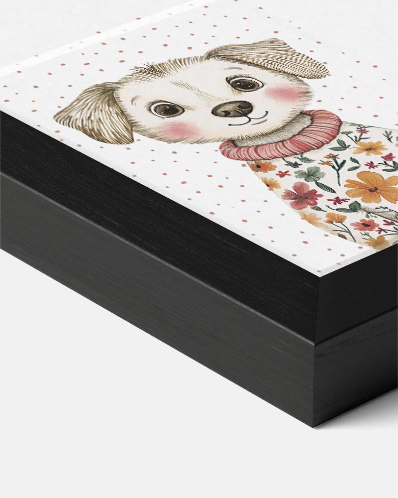Schattige Puppy in Bloemen Trui Poster-WallArtistic
