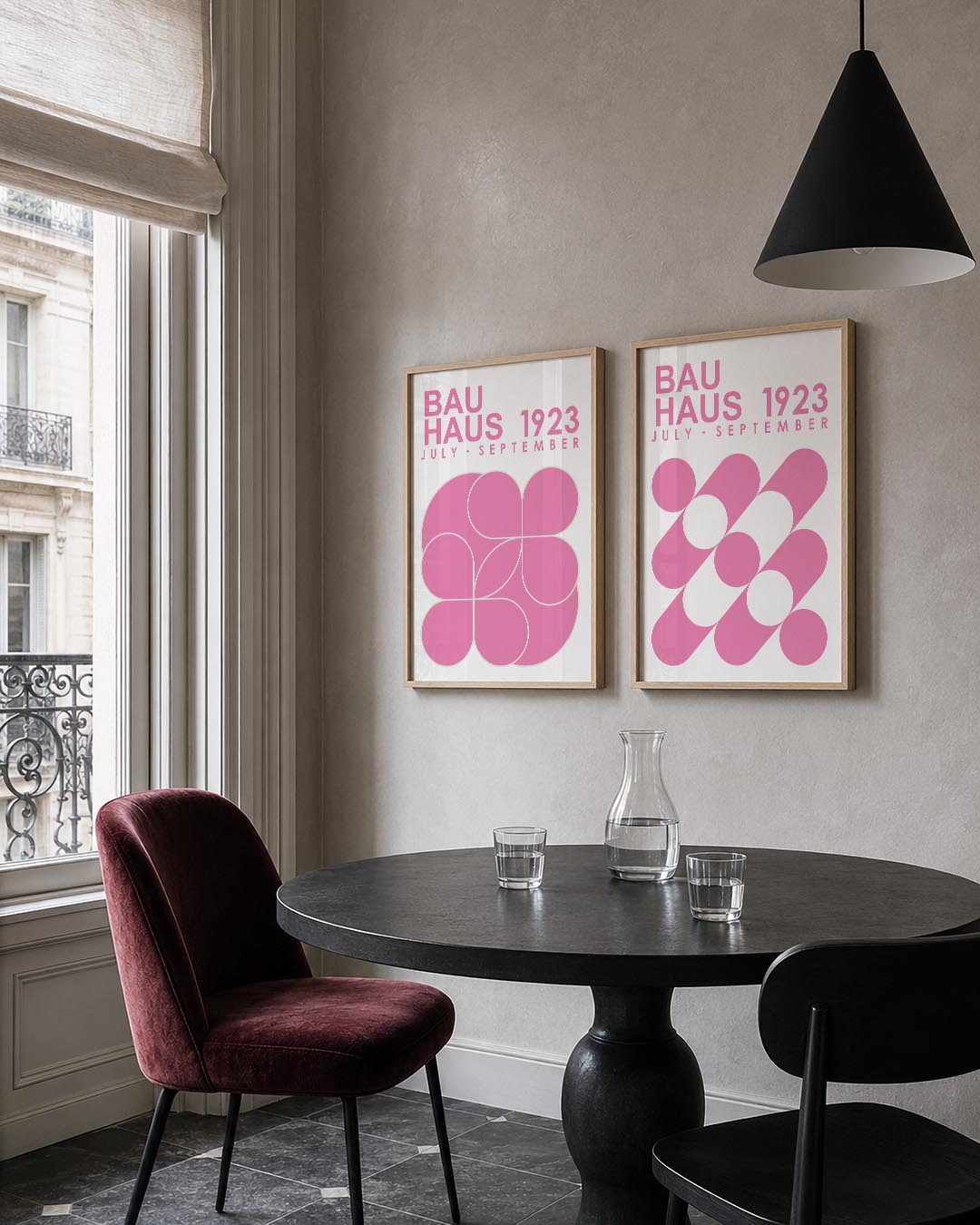 Roze vormencompositie Posterset