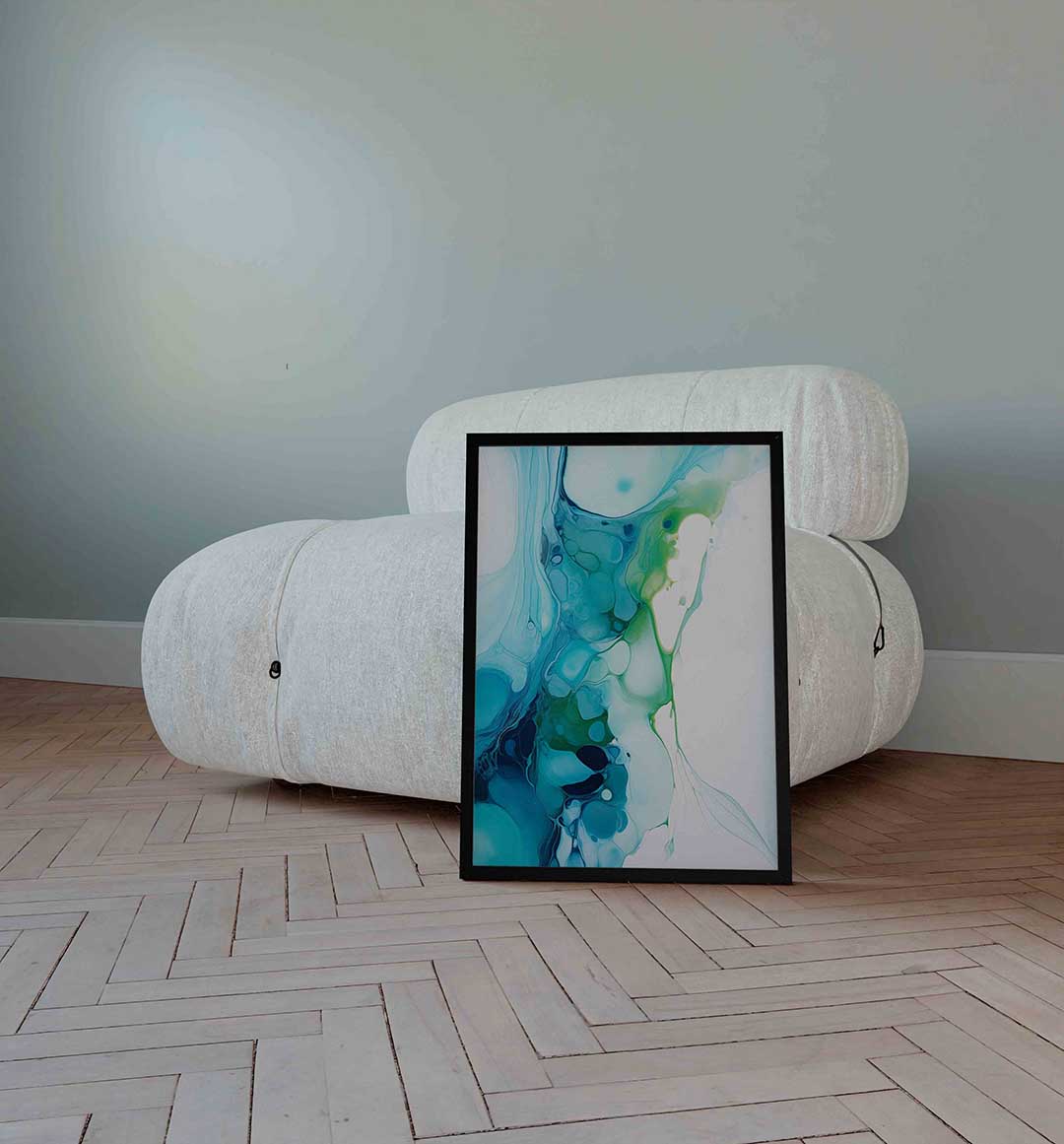 Abstracte blauwe en groene Poster