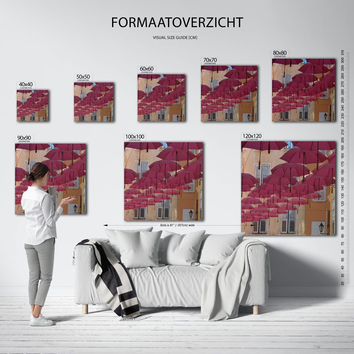 Zwevende paraplu's Poster