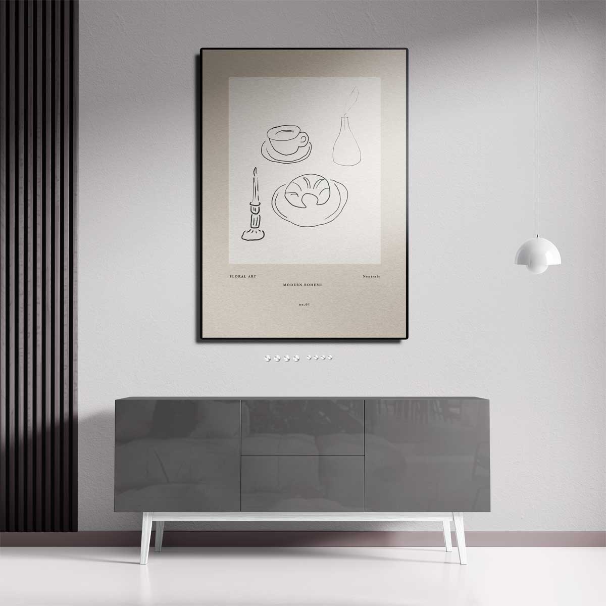 Minimalistische Franse Ontbijtillustratie Kunstwerk-canvas-dibond-plexiglas-wanddecoratie-WallArtistic