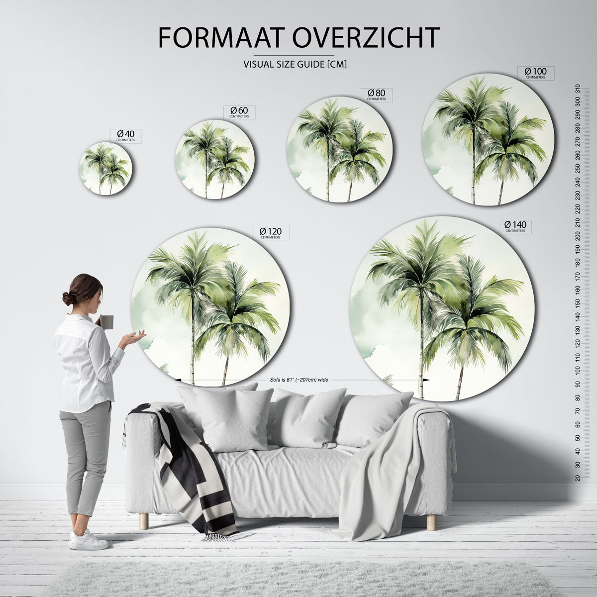 Tropische palmbomen Muurcirkel