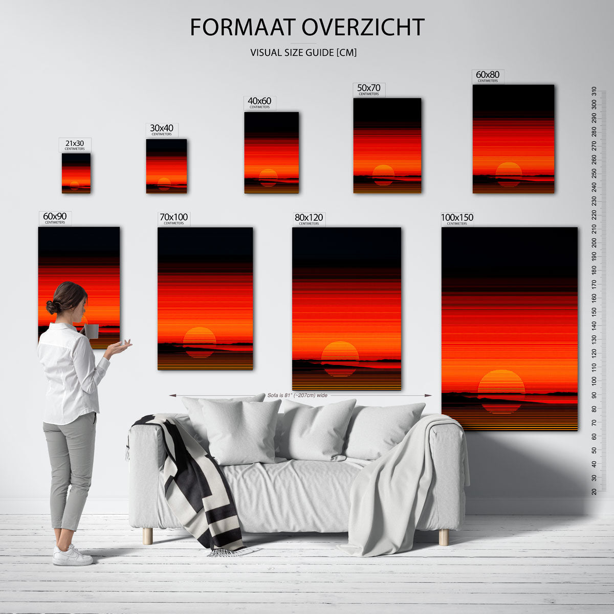 Zonsondergang met strepen Poster
