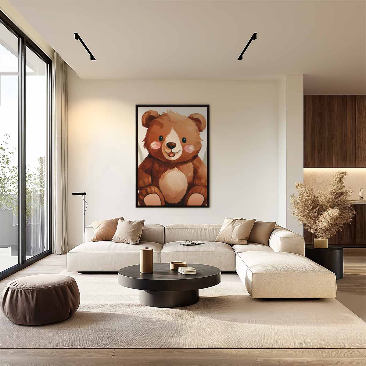 Schattige Knuffelbeer Illustratie Kunstwerk-canvas-dibond-plexiglas-wanddecoratie-WallArtistic