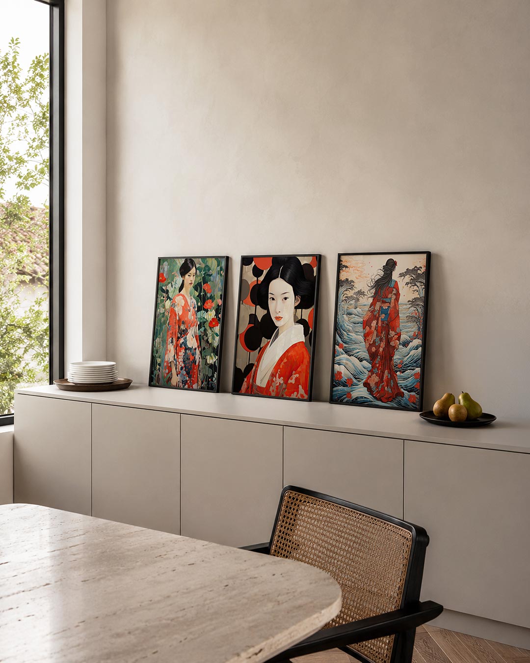 Bloemen en kimono Posterset