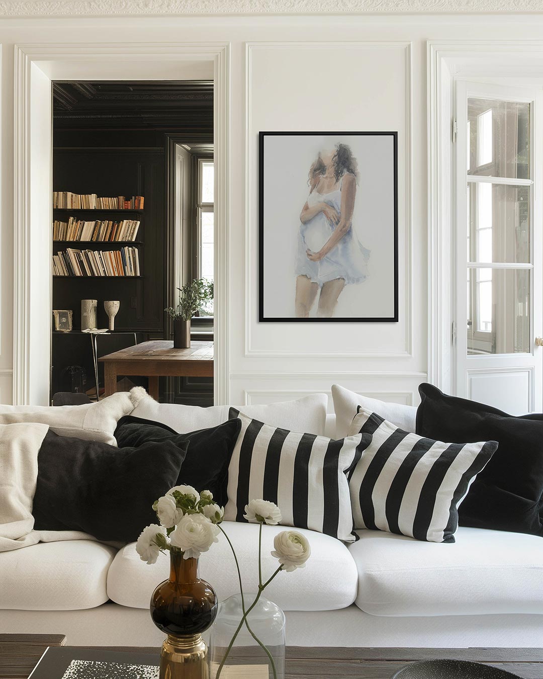 Zachte waterverf vrouw Kunstwerk