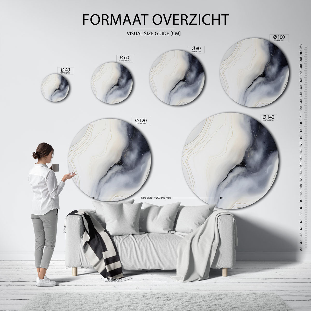 Abstracte lijnen Muurcirkel