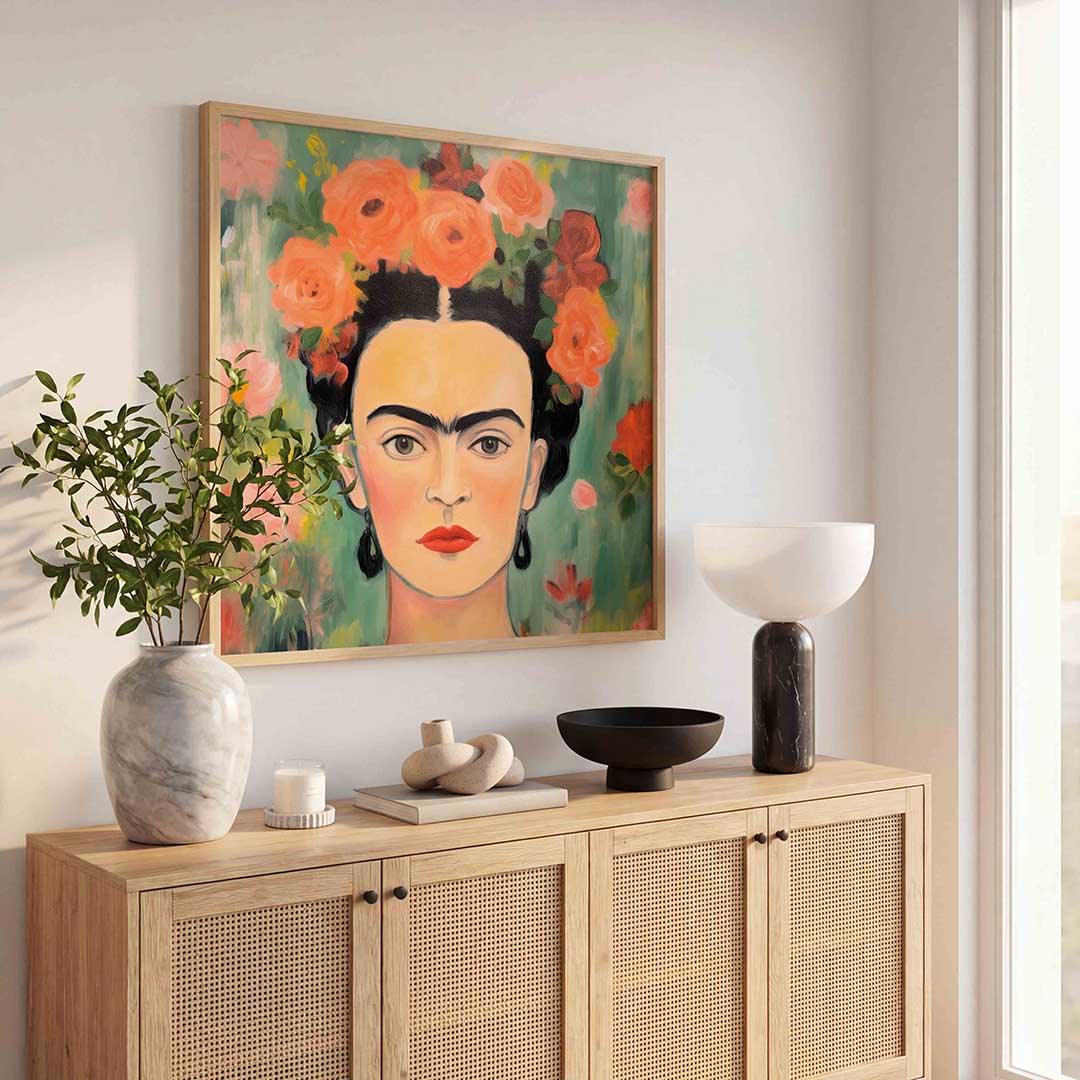 Portret met bloemen Poster