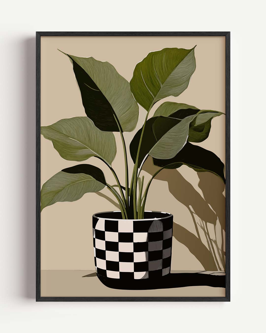 Stijlvolle Plant in Schakenpot Poster-WallArtistic