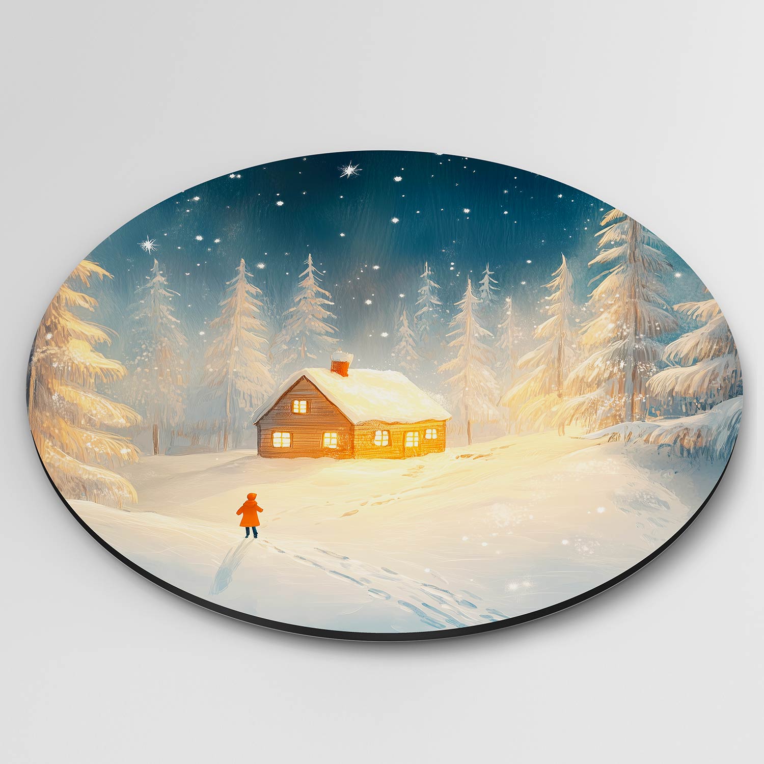 Sneeuwlandschap met huis Muurcirkel