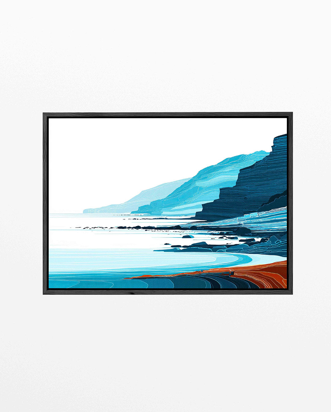 Kustlijn in blauwtinten Kunstwerk