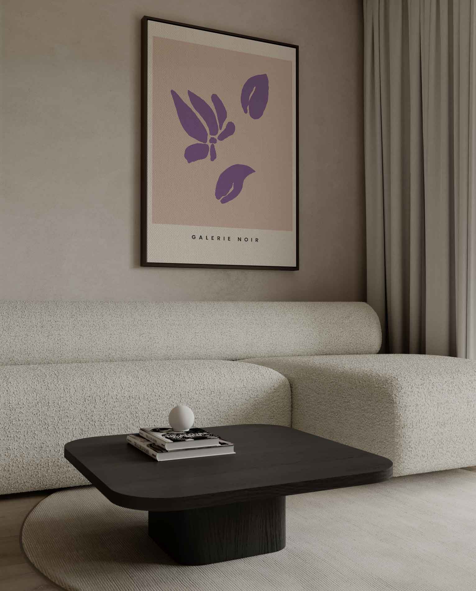 Paarse Bladmotieven op Zachte Achergrond Kunstwerk-canvas-dibond-plexiglas-wanddecoratie-WallArtistic