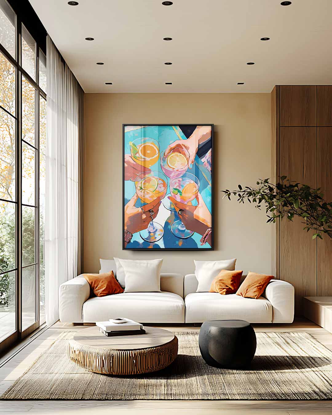 Vrolijke Toast Illustratie Kunstwerk-canvas-dibond-plexiglas-wanddecoratie-WallArtistic