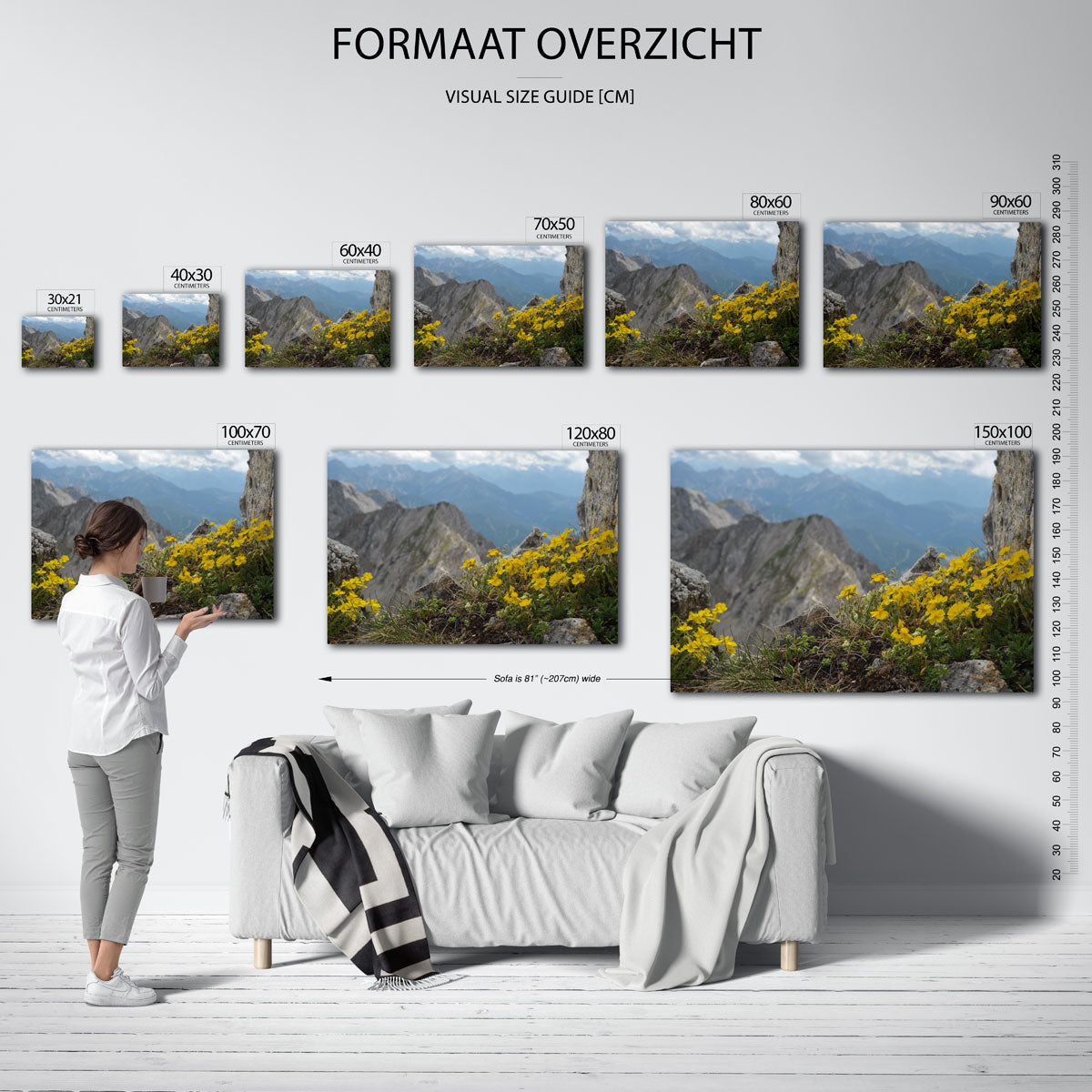 Berglandschap met bloemen Poster