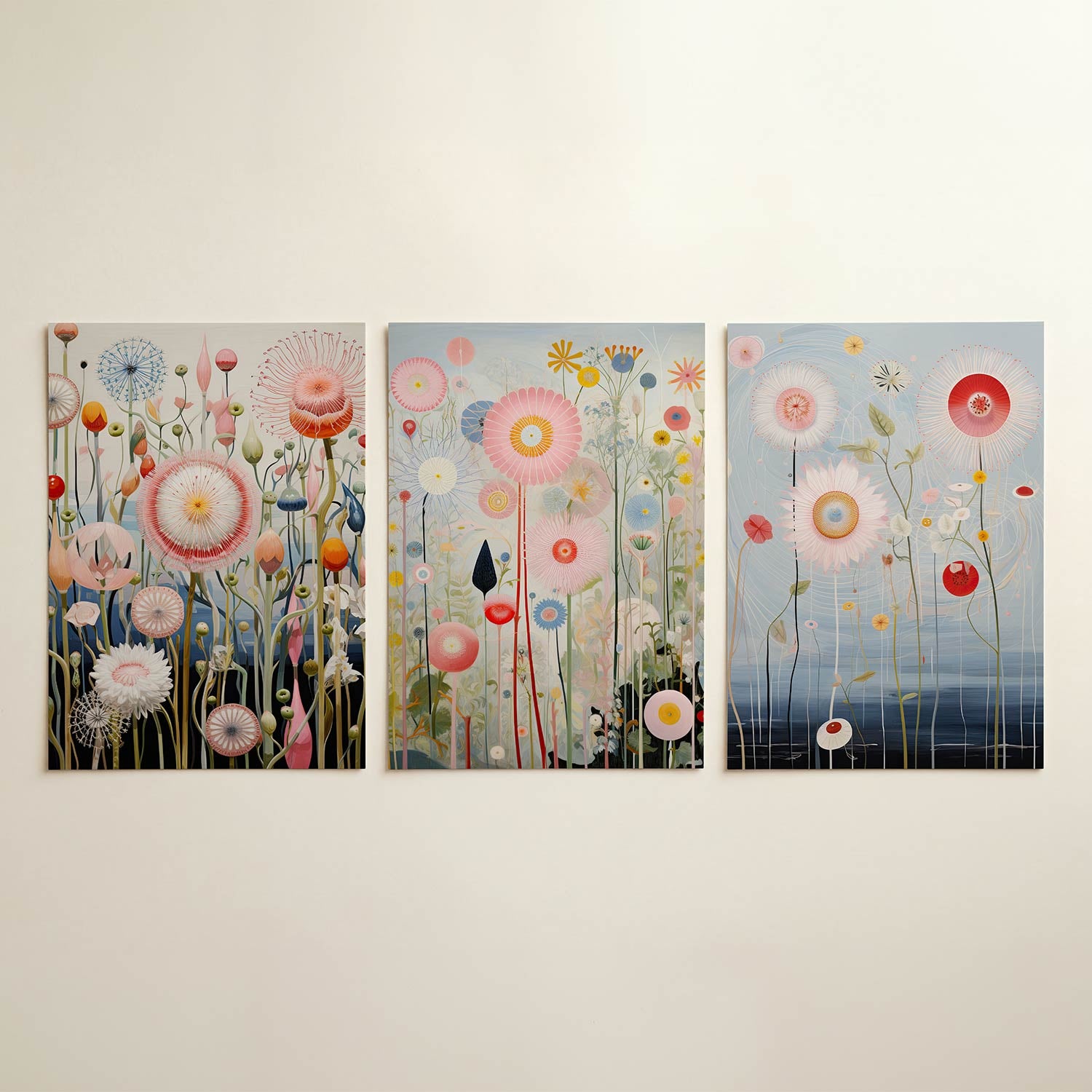 Bloemen en lijnen Posterset
