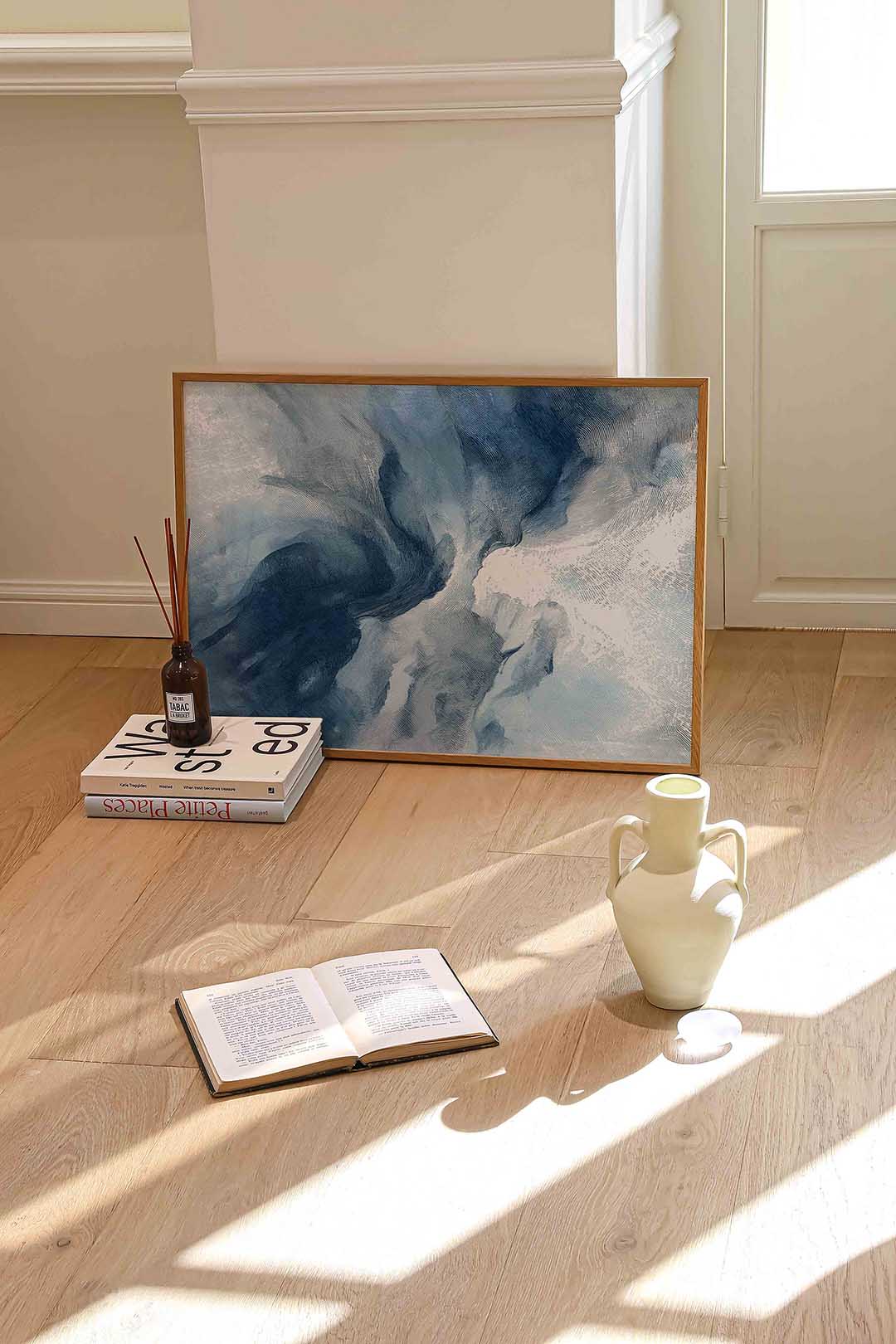 Abstracte blauwe vormen Poster
