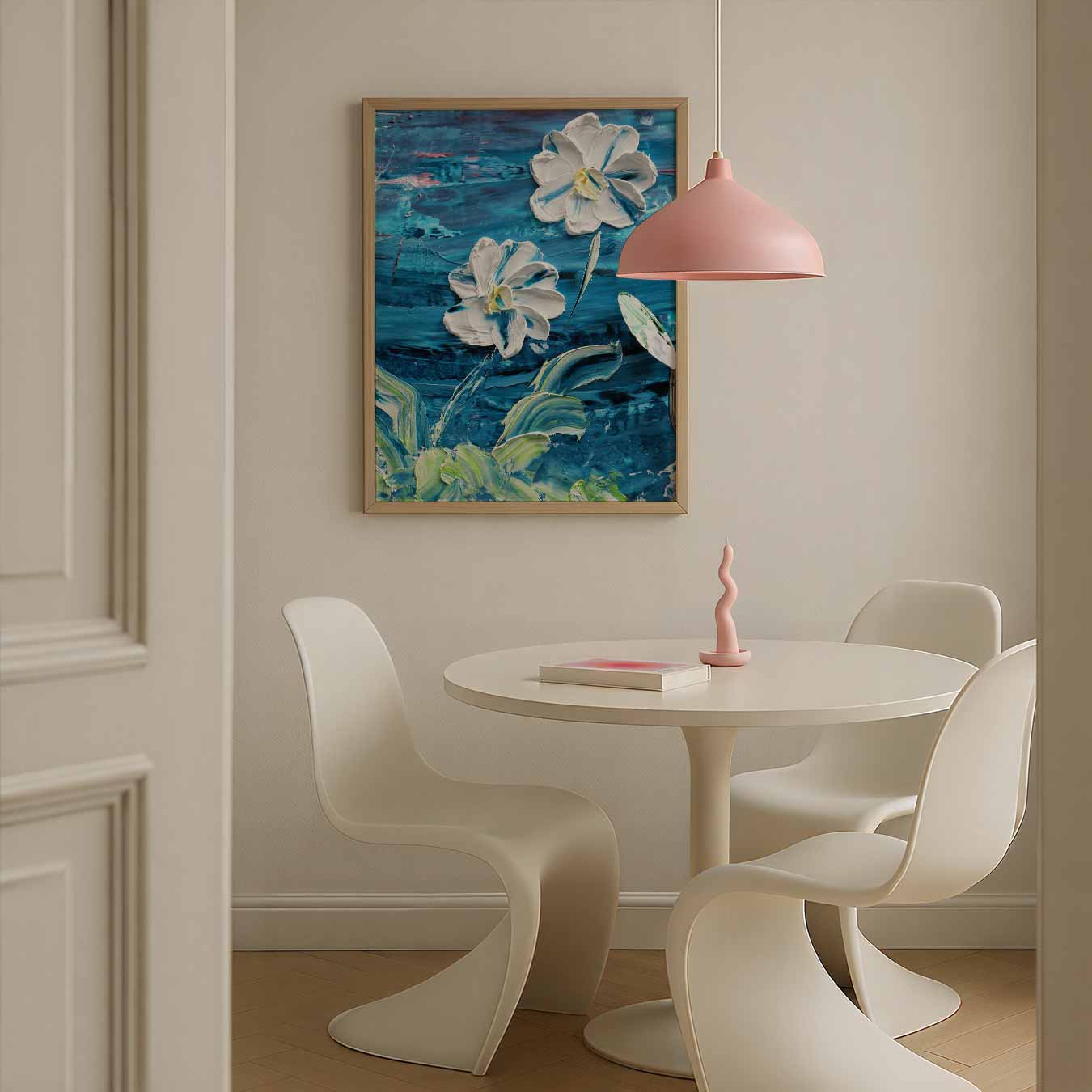 Bloemenpracht in Blauwe Penselen Poster-WallArtistic