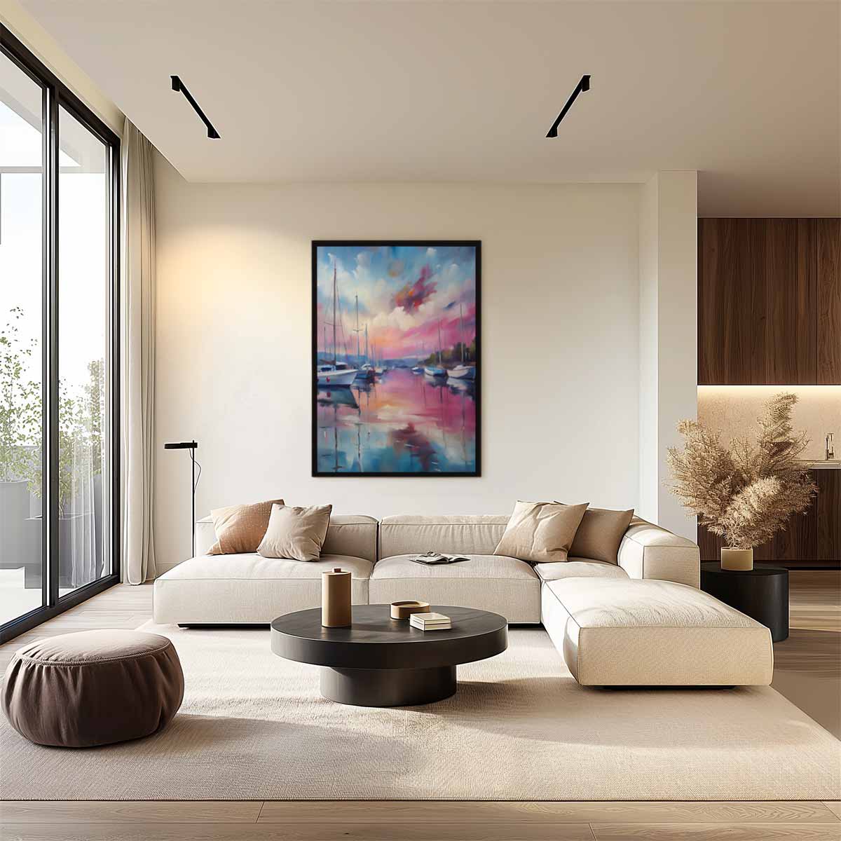 Zonsondergang Aan Het Water Kunstwerk-canvas-dibond-plexiglas-wanddecoratie-WallArtistic