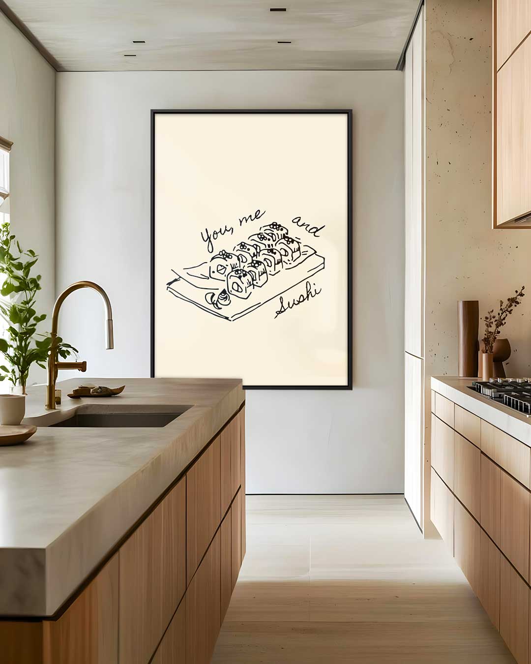 Romantische Sushi Illustratie Kunstwerk-canvas-dibond-plexiglas-wanddecoratie-WallArtistic