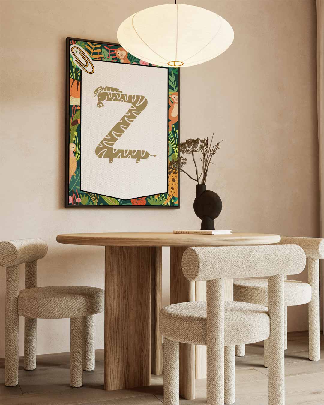 Letter Z Giraffe Jungle Print Kunstwerk-canvas-dibond-plexiglas-wanddecoratie-WallArtistic