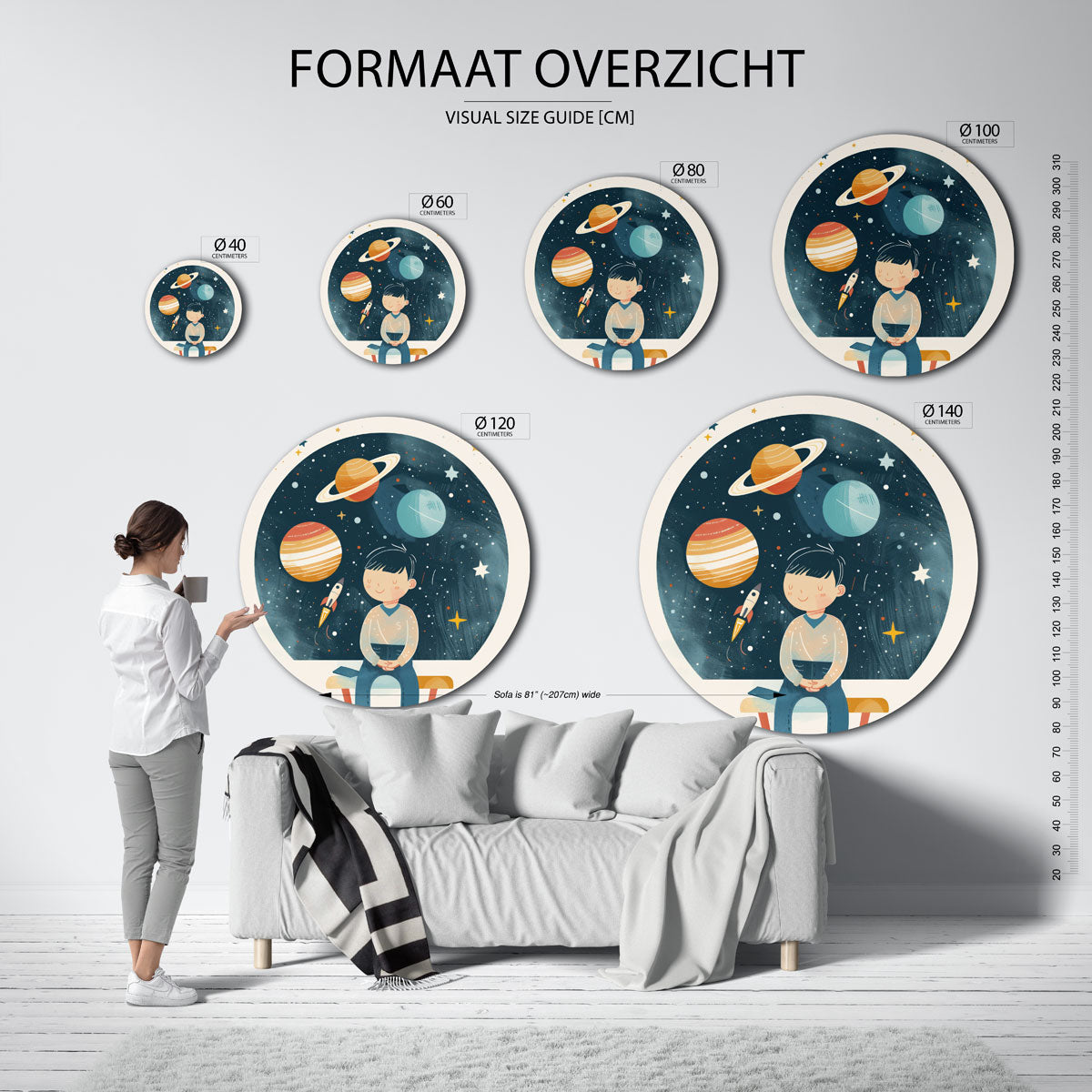 Jongen en planeten Muurcirkel