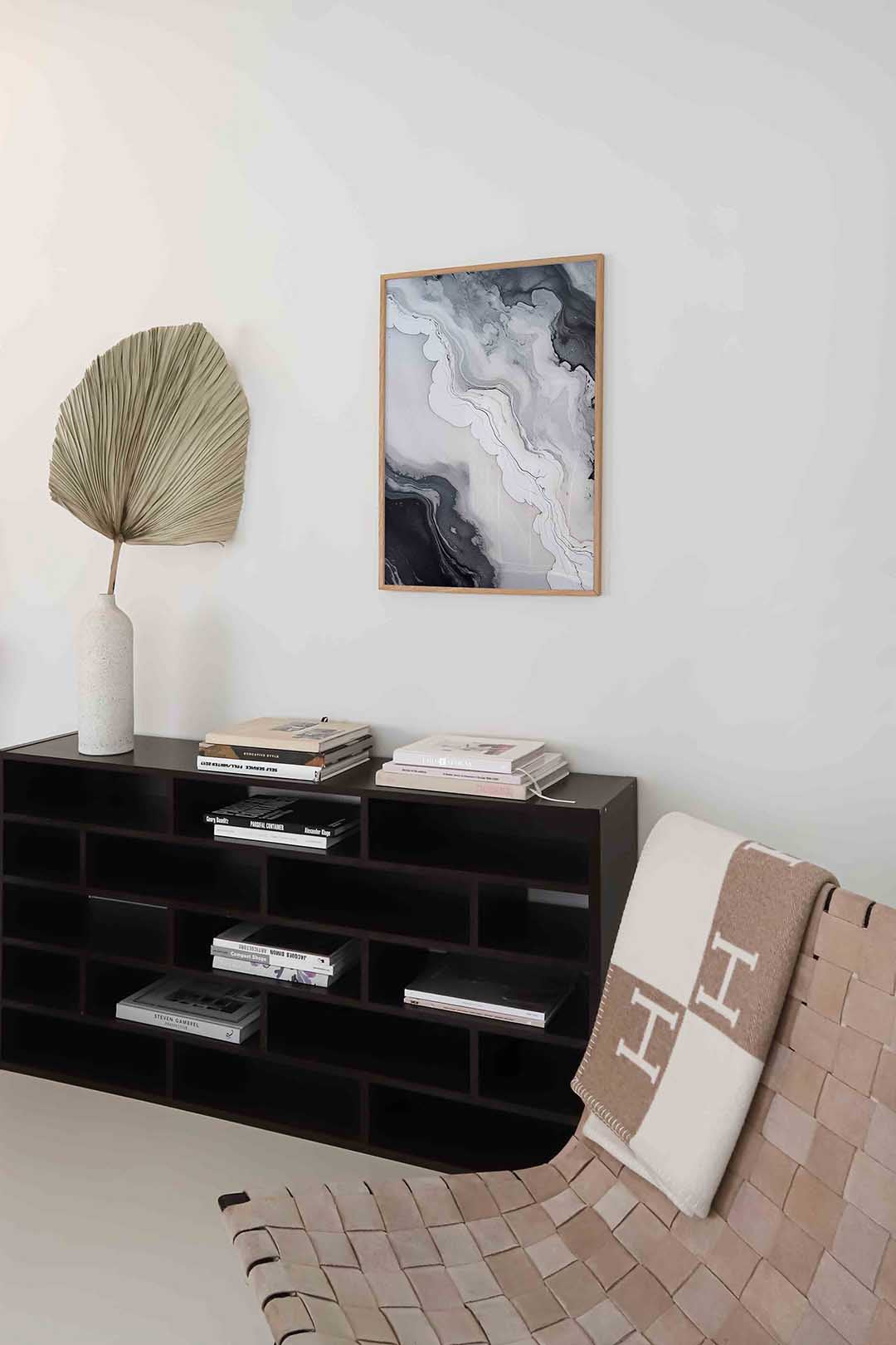 Zwart wit marmer effect Poster