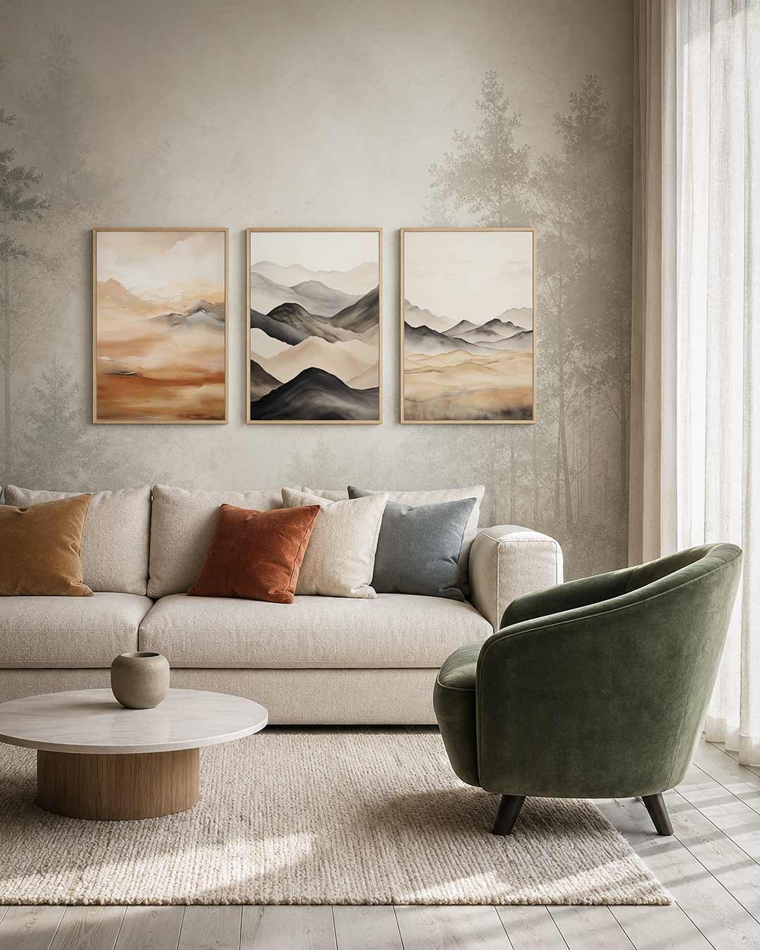 Zandkleurige vlakken Posterset