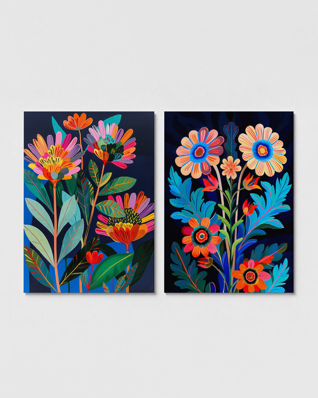 Bloemrijke kleurvlakken Posterset