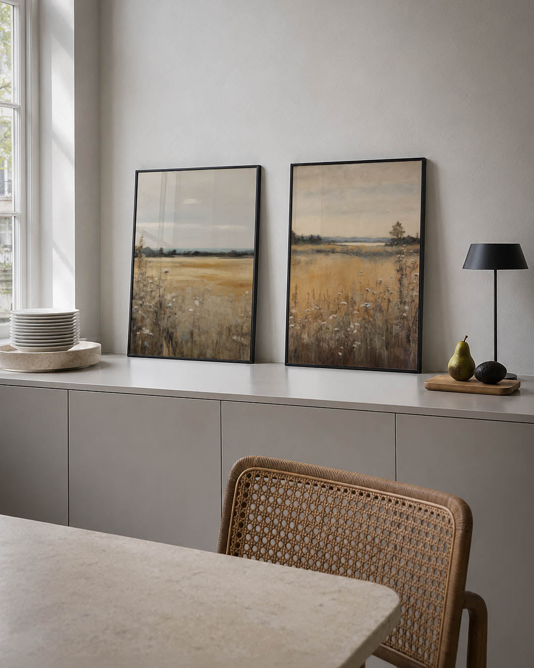 Landschap in zachte tinten Posterset