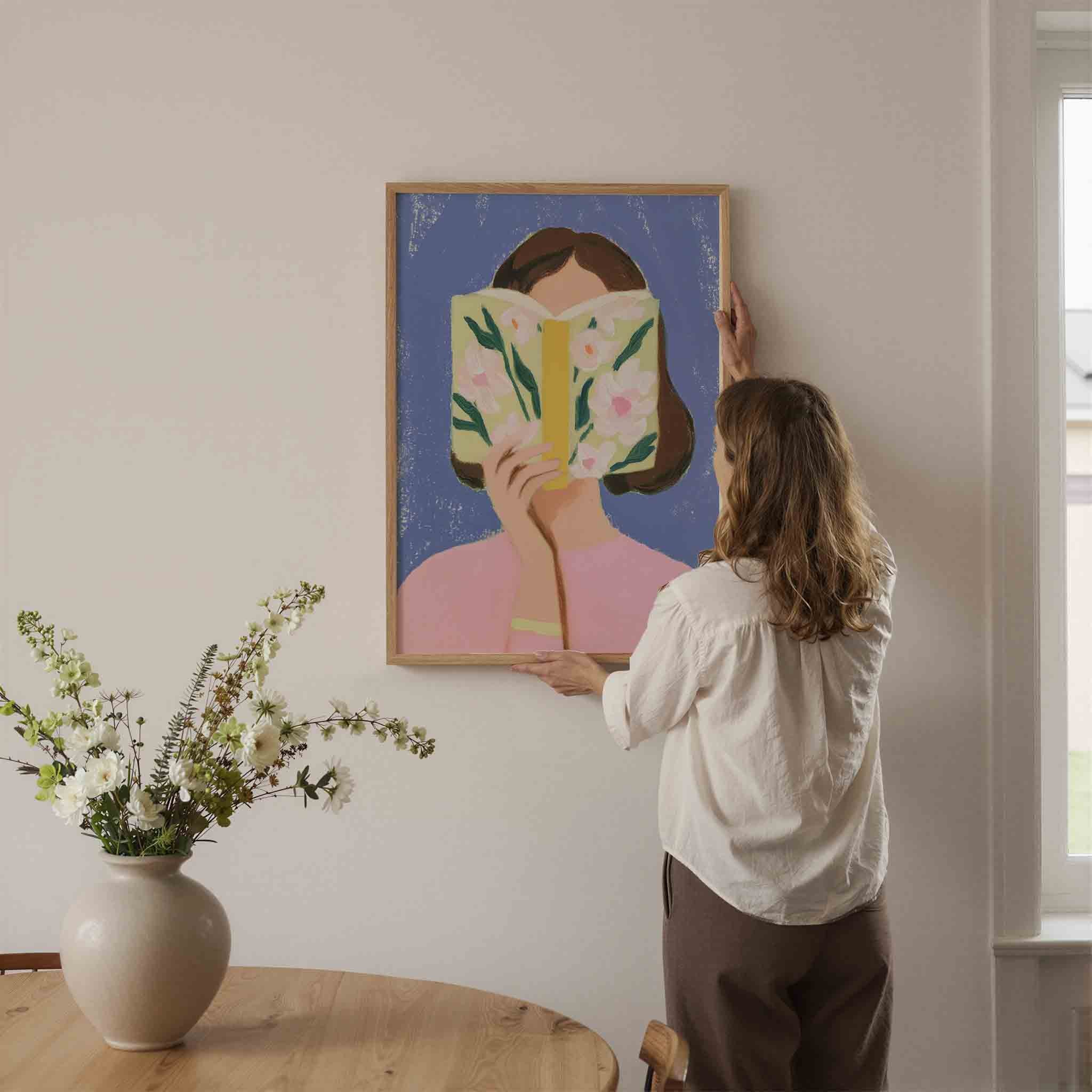 Vrouw met boek Poster