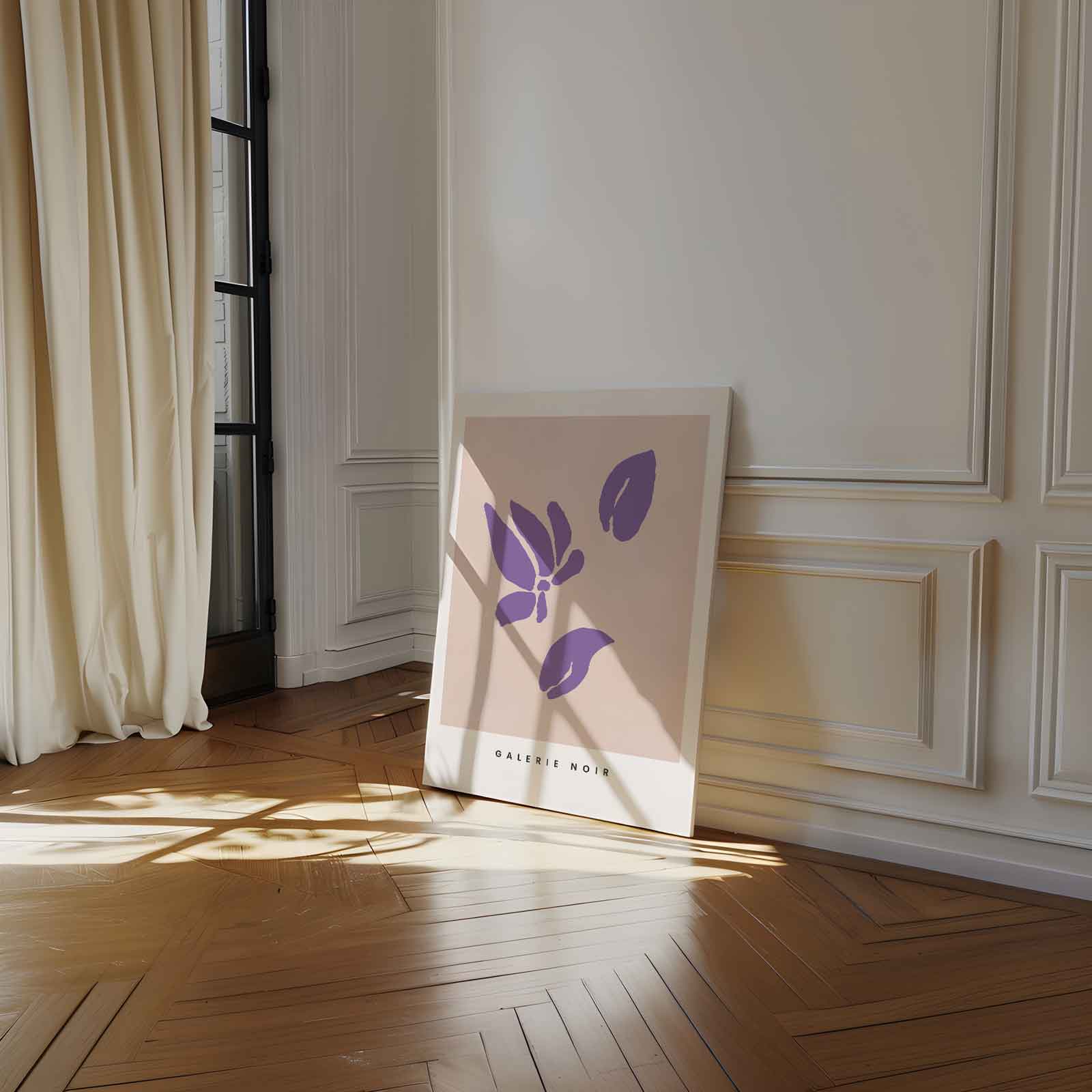 Paarse Bladmotieven op Zachte Achergrond Kunstwerk-canvas-dibond-plexiglas-wanddecoratie-WallArtistic
