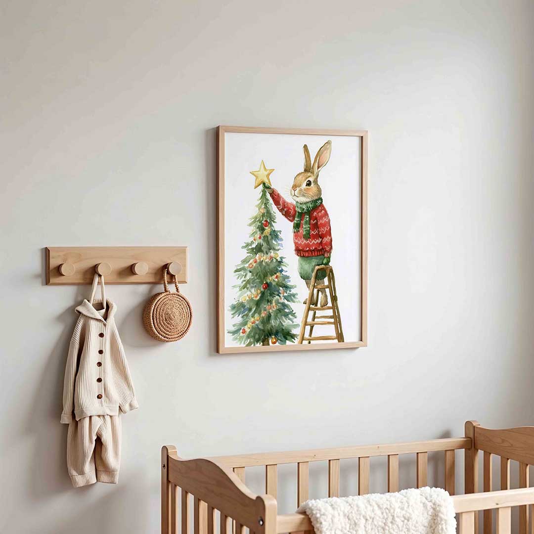 Konijn met kerstboom Poster