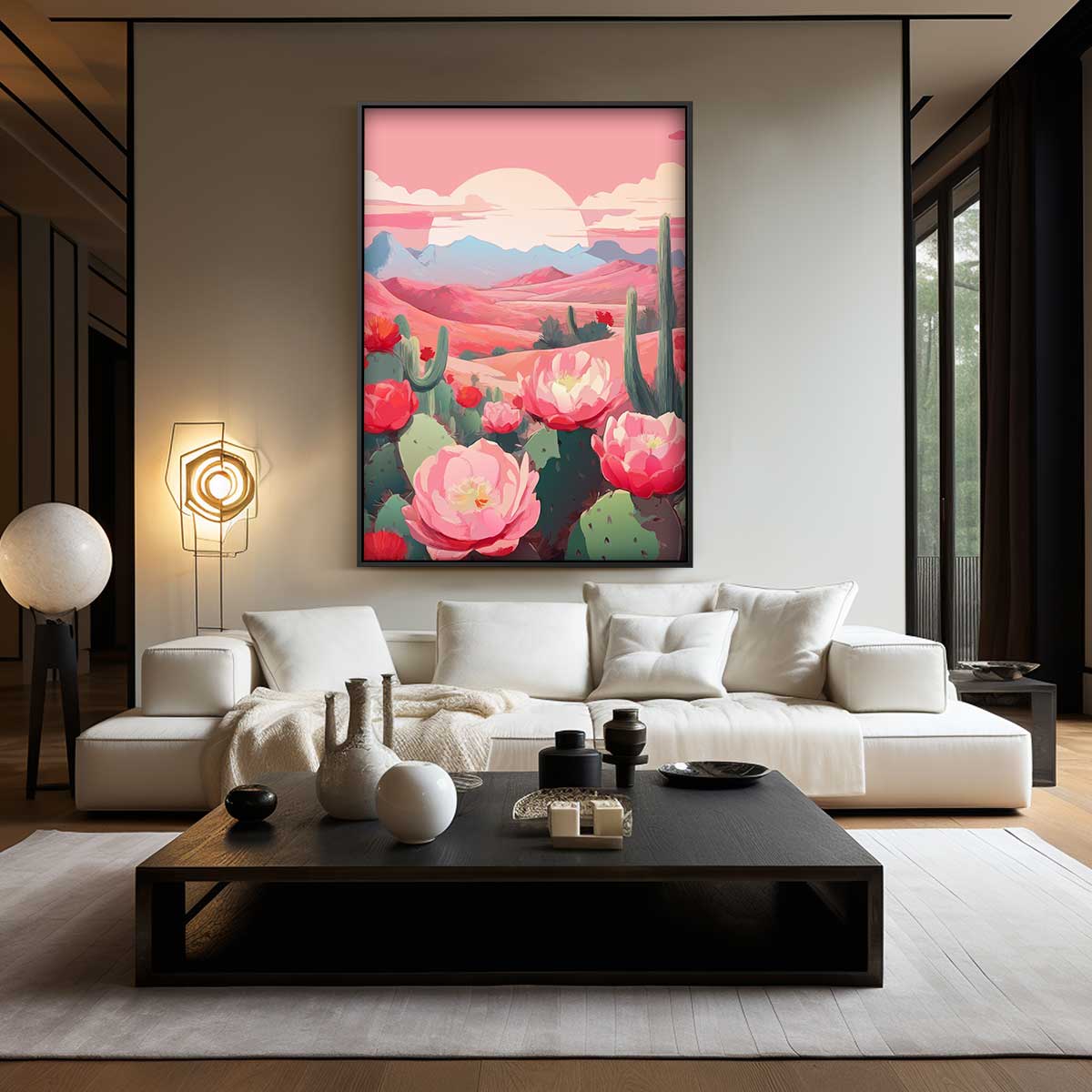 Zonnige Woestijn Bloesem Kunstwerk-canvas-dibond-plexiglas-wanddecoratie-WallArtistic