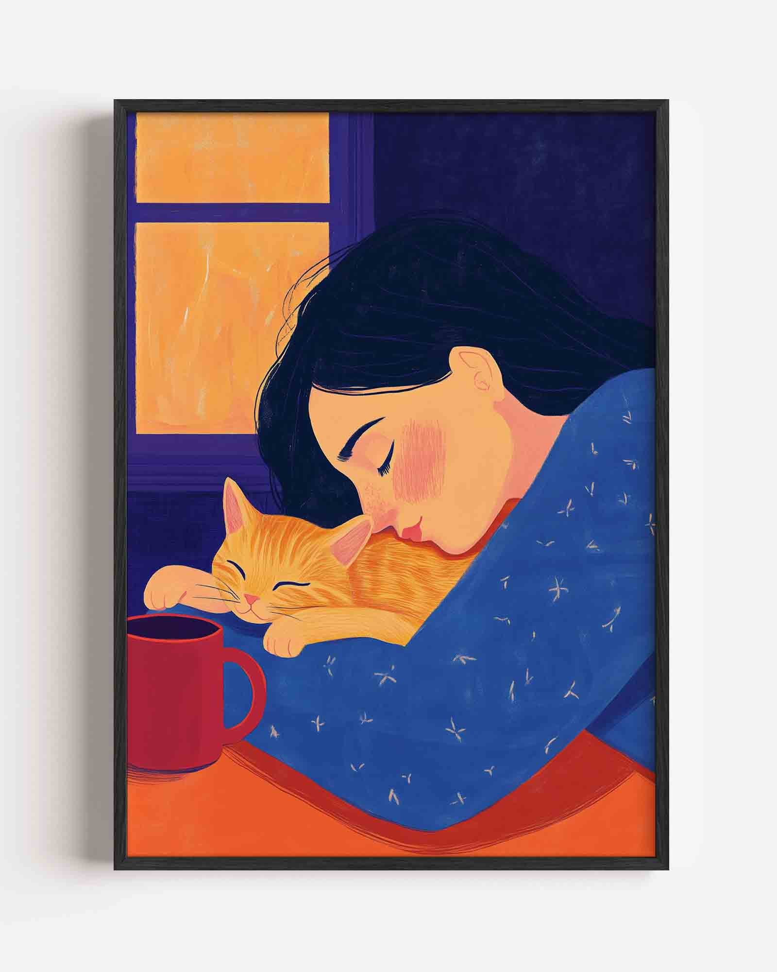 Meisje en kat Poster