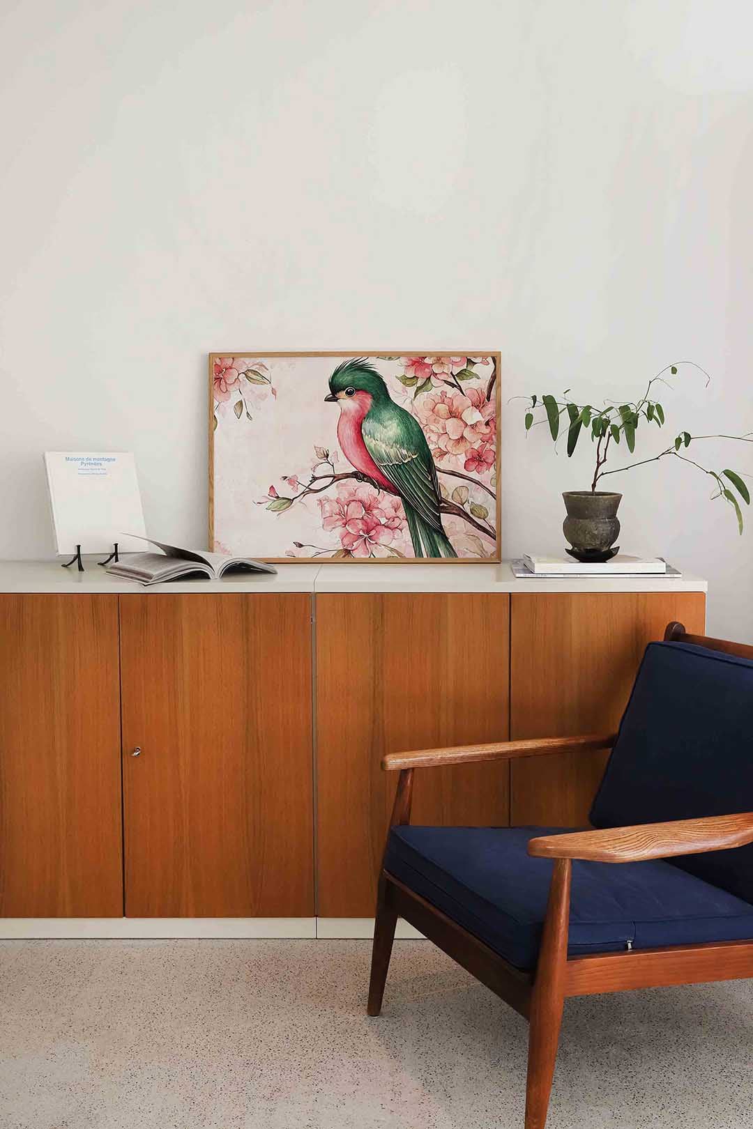 Vogel en bloemen Poster