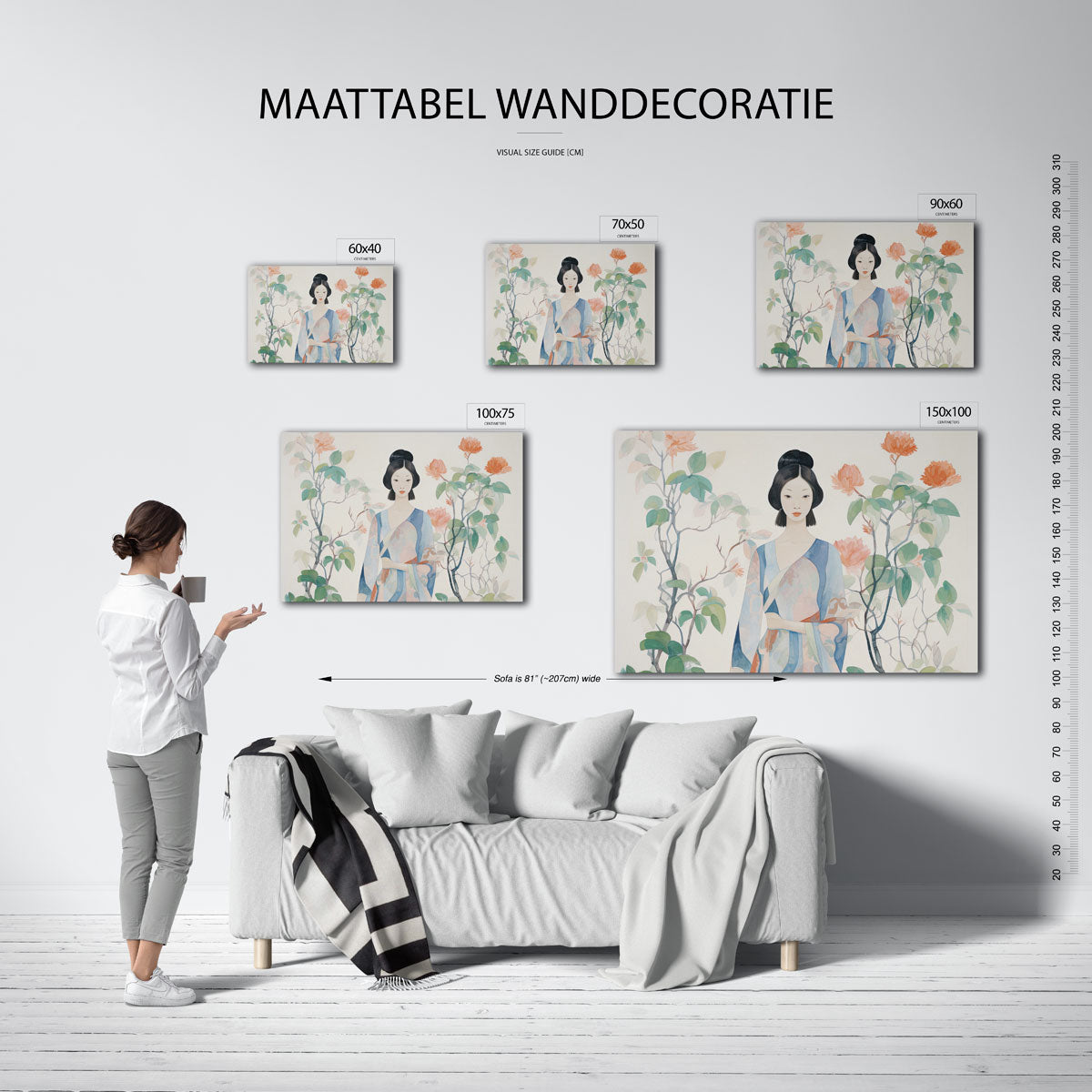 Vrouw met bloemen Kunstwerk