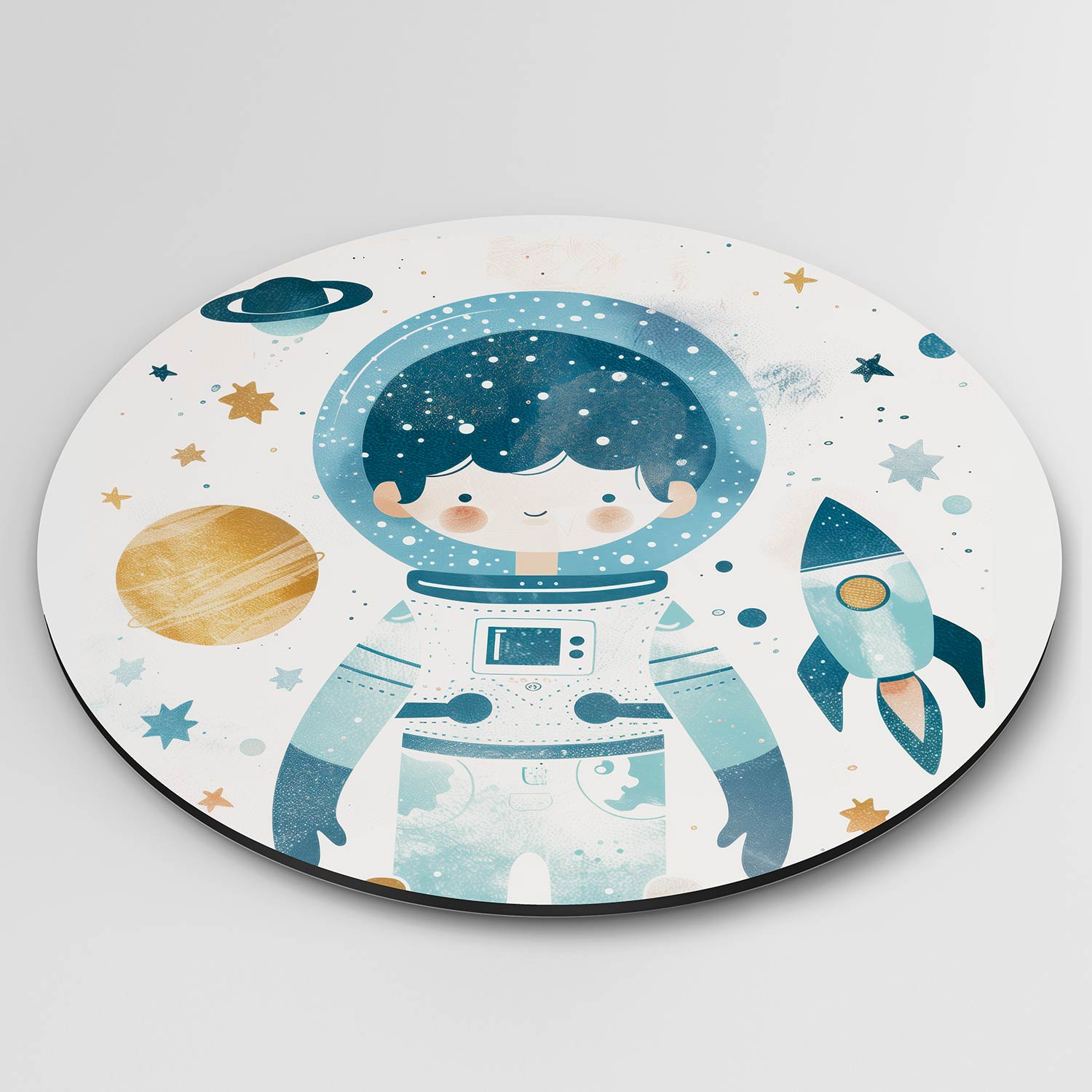 Astronaut en raket Muurcirkel