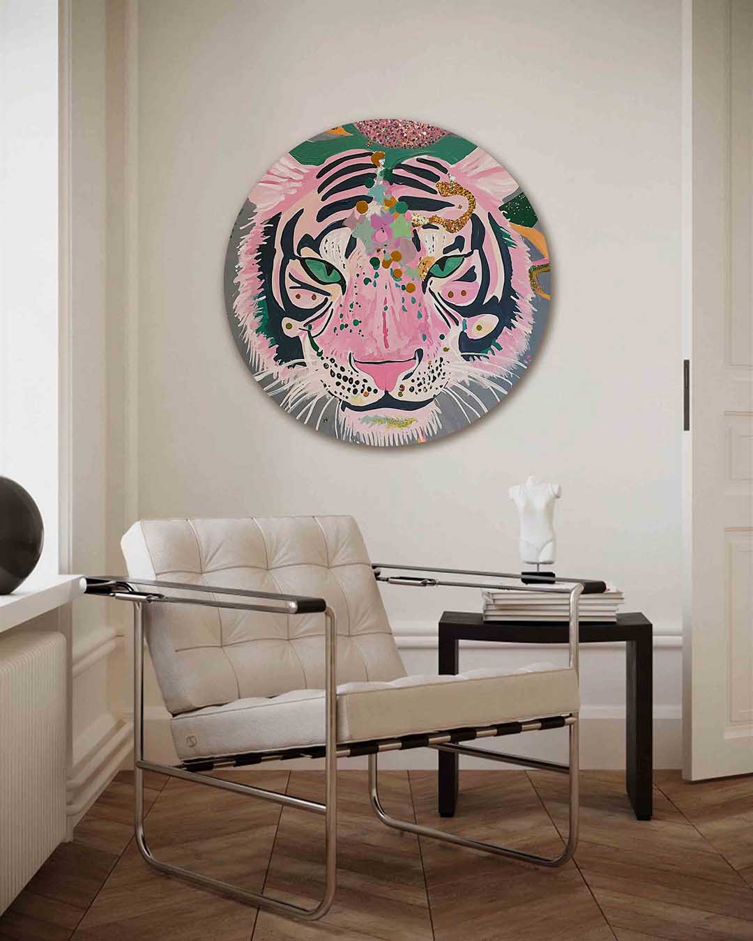 Roze tijger Muurcirkel