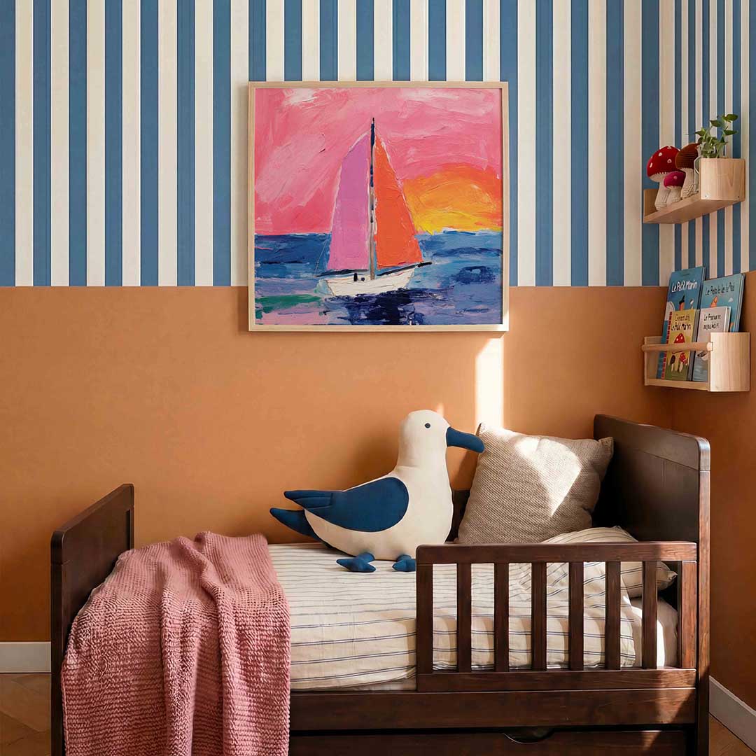 Zeilboot en zonsondergang Poster