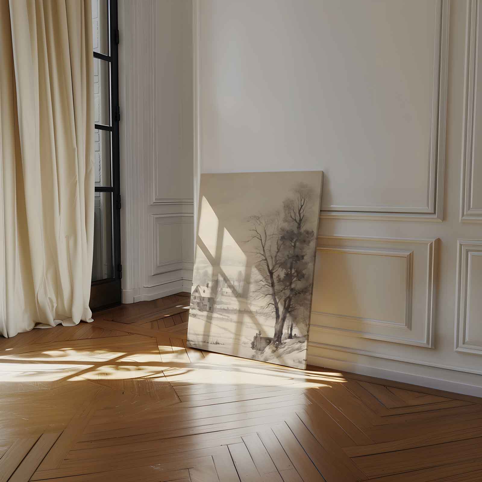 Winterse Rustieke Idylle Kunstwerk-canvas-dibond-plexiglas-wanddecoratie-WallArtistic