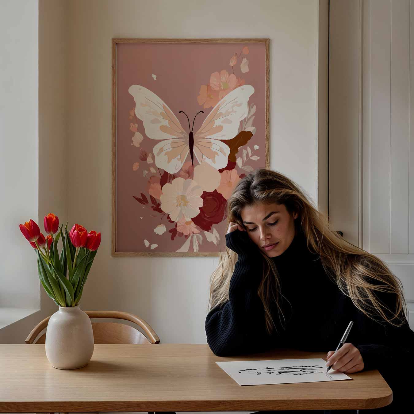 Vlinderbloemen Kunstposter-WallArtistic