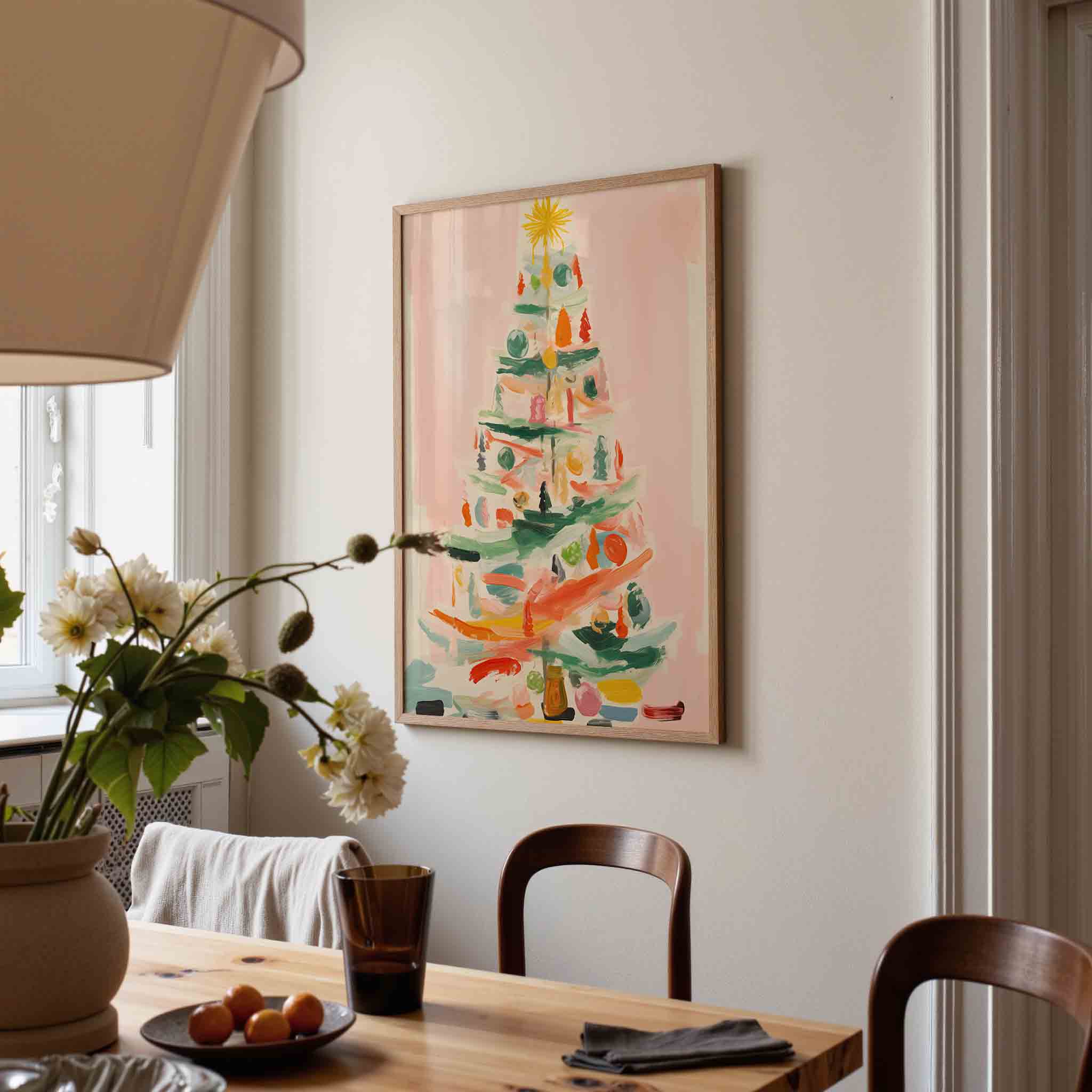 Kerstboom met decoraties Poster
