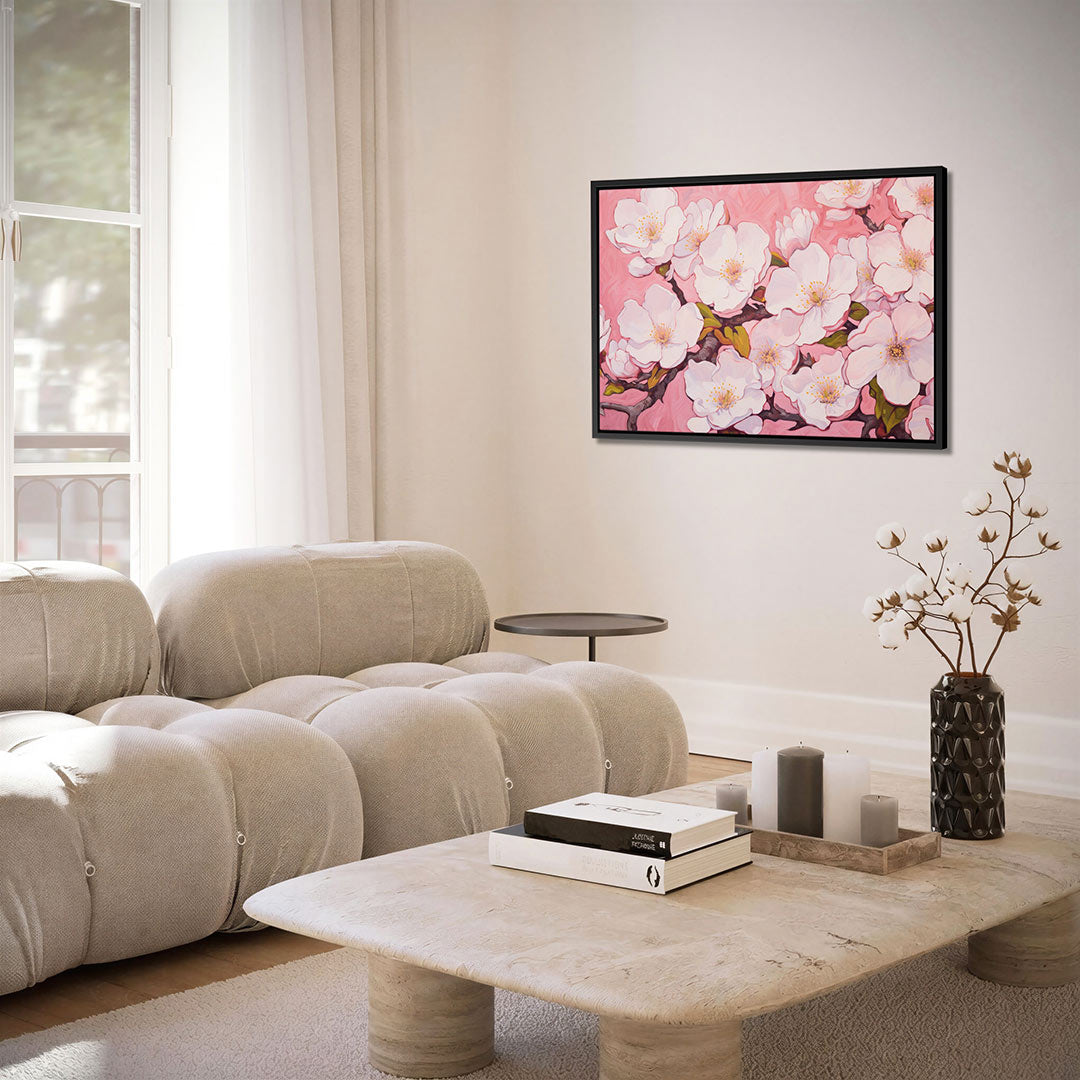 Bloesem op roze Kunstwerk